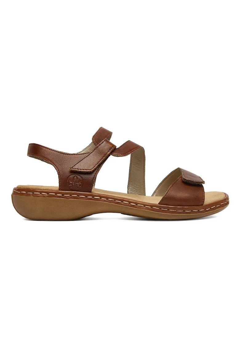 Sandale dama,  piele naturala, maro, inchidere velcro, confortabile