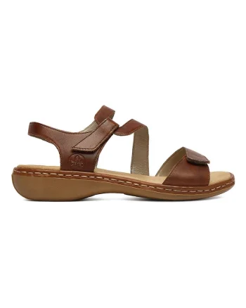 Sandale dama,  piele naturala, maro, inchidere velcro, confortabile