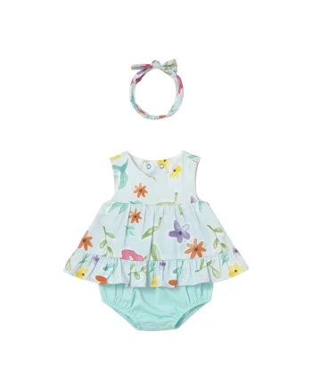Rochie de vara,  bumbac, verde, pentru fete