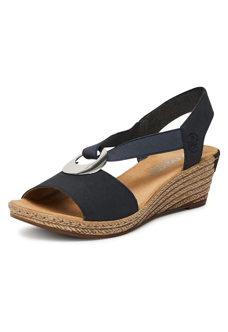 Sandale dama,  piele ecologica, bleumarin, platforma