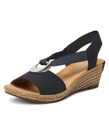 Sandale dama,  piele ecologica, bleumarin, platforma