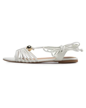 Sandale dama,  piele naturala, alb,