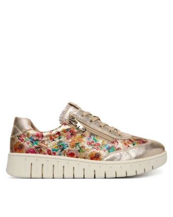 Tenisi dama  piele naturala, multicolor, cu fermoar