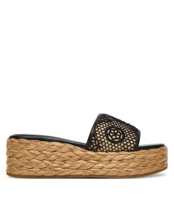 Papuci dama,  FLJBIAFAL04, negru/bej, textil
