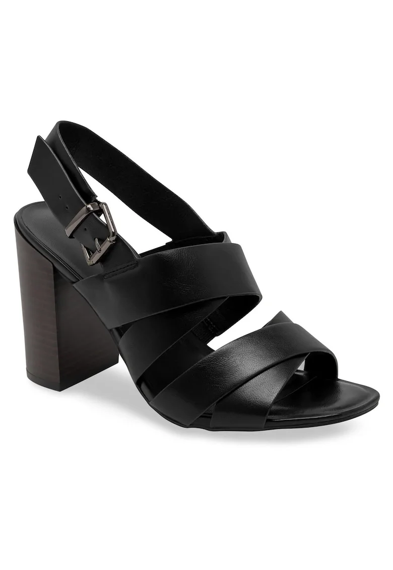 Sandale dama,  piele ecologica, clasic, negru,