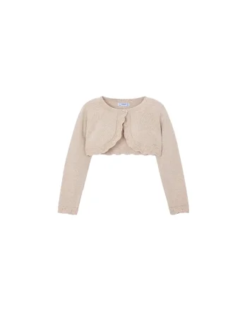 Pulover copii,  bolero, nasturi, bej, 60% bumbac
