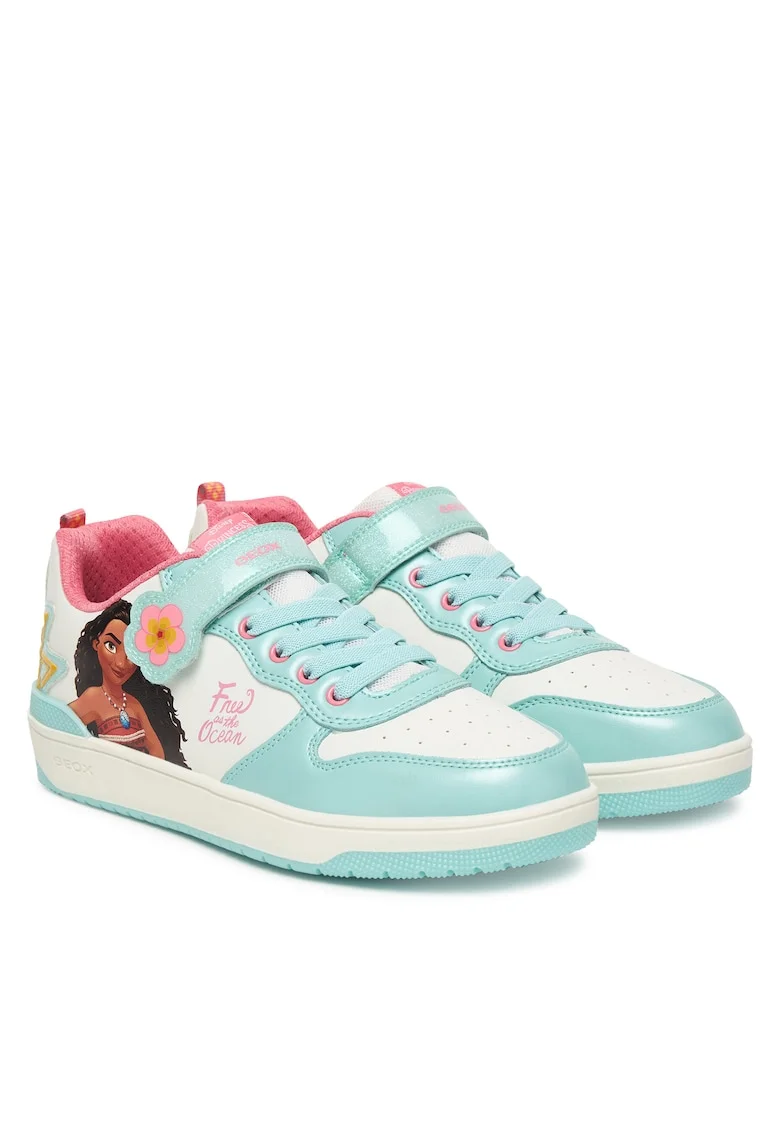 Pantofi copii,  adidasi fete, alb, piele ecologica, sistem inchidere Velcro