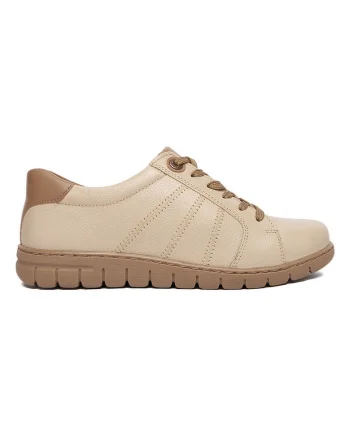 Tenisi dama,  piele naturala, bej, material textil
