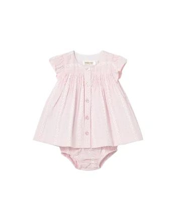 Rochie de zi Fete,  bumbac, roz, sistem inchidere cu nasturi, Roz