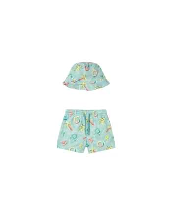Costum de baie copii,  turcoaz, poliester