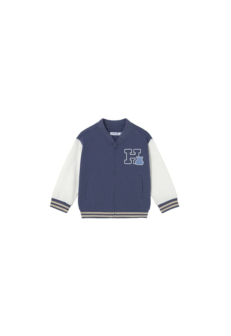 Bluza copii,  bleumarin, fermoar, poliester/bumbac/elastan