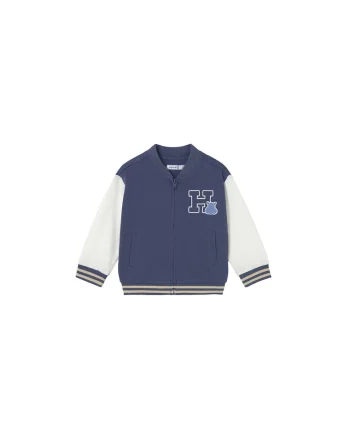Bluza copii,  bleumarin, fermoar, poliester/bumbac/elastan