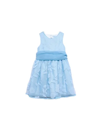 Rochie fete,  albastru, fermoar, 70% poliester, 29% poliamida, 1% fibra metalica, 80% poliester, 20% bumbac