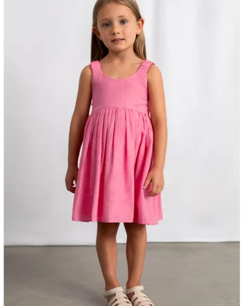 Rochie uni cu croiala in A si funda, Roz
