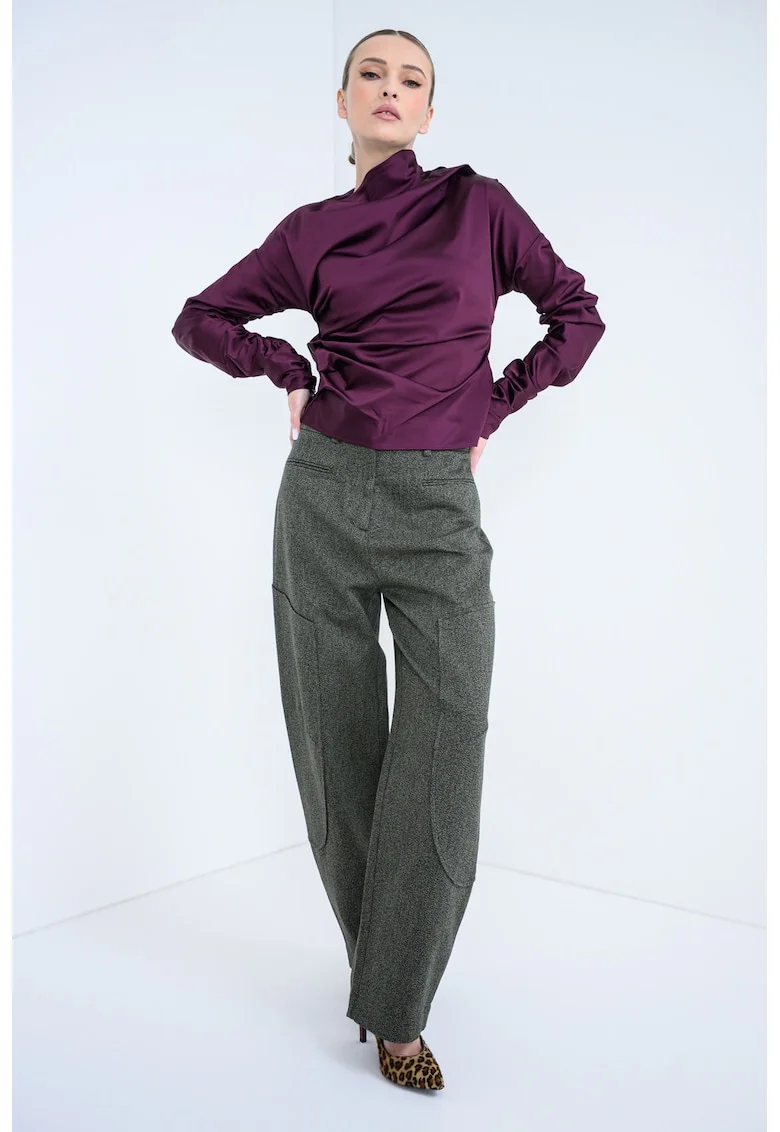 Pantaloni cargo cu croiala conica, Verde pal