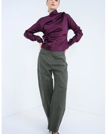 Pantaloni cargo cu croiala conica, Verde pal