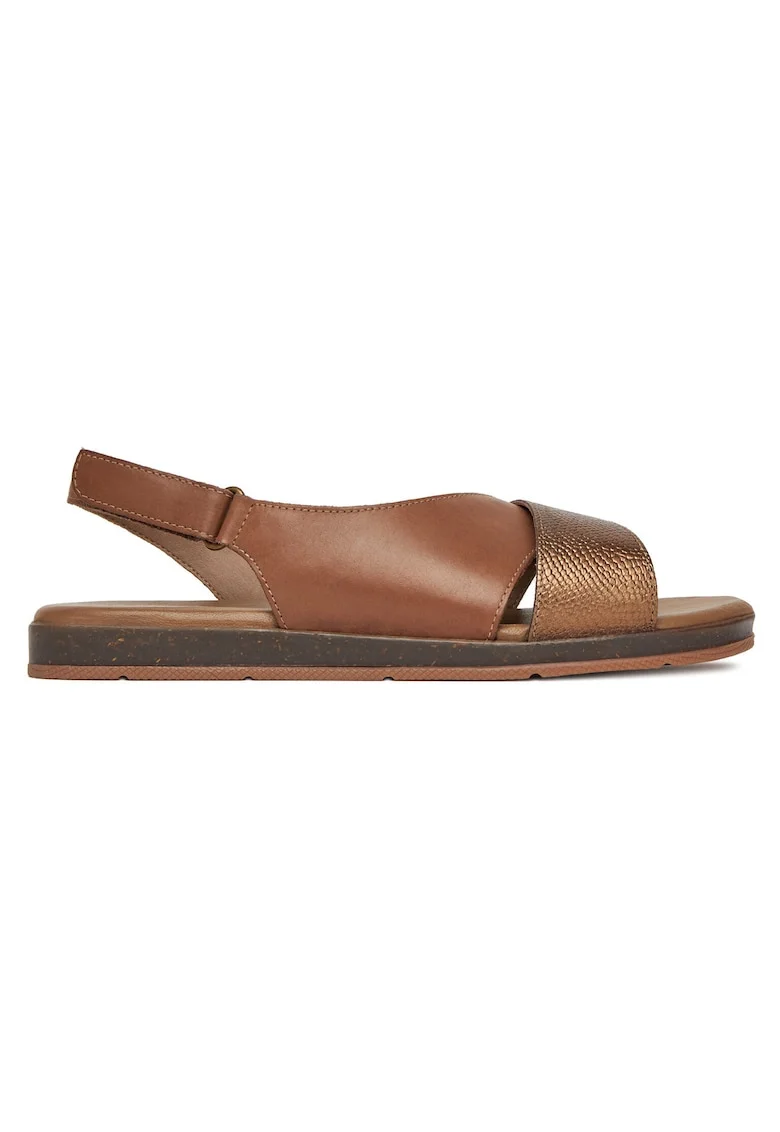 Sandale dama,  piele naturala, velcro, maro
