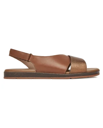 Sandale dama,  piele naturala, velcro, maro