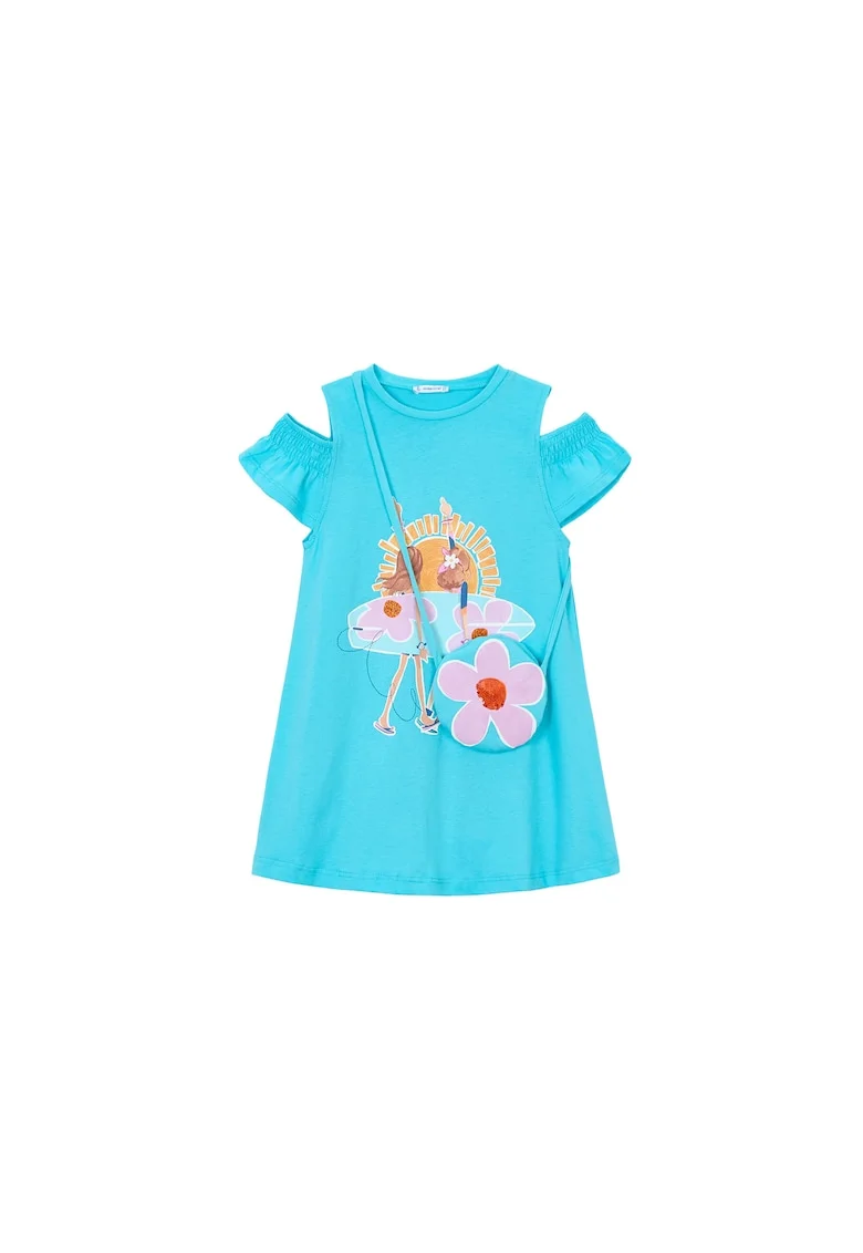 Rochie de vara,  bumbac, albastru,