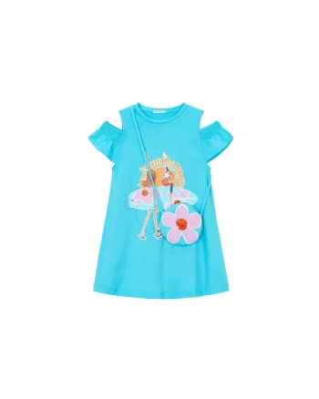 Rochie de vara,  bumbac, albastru,