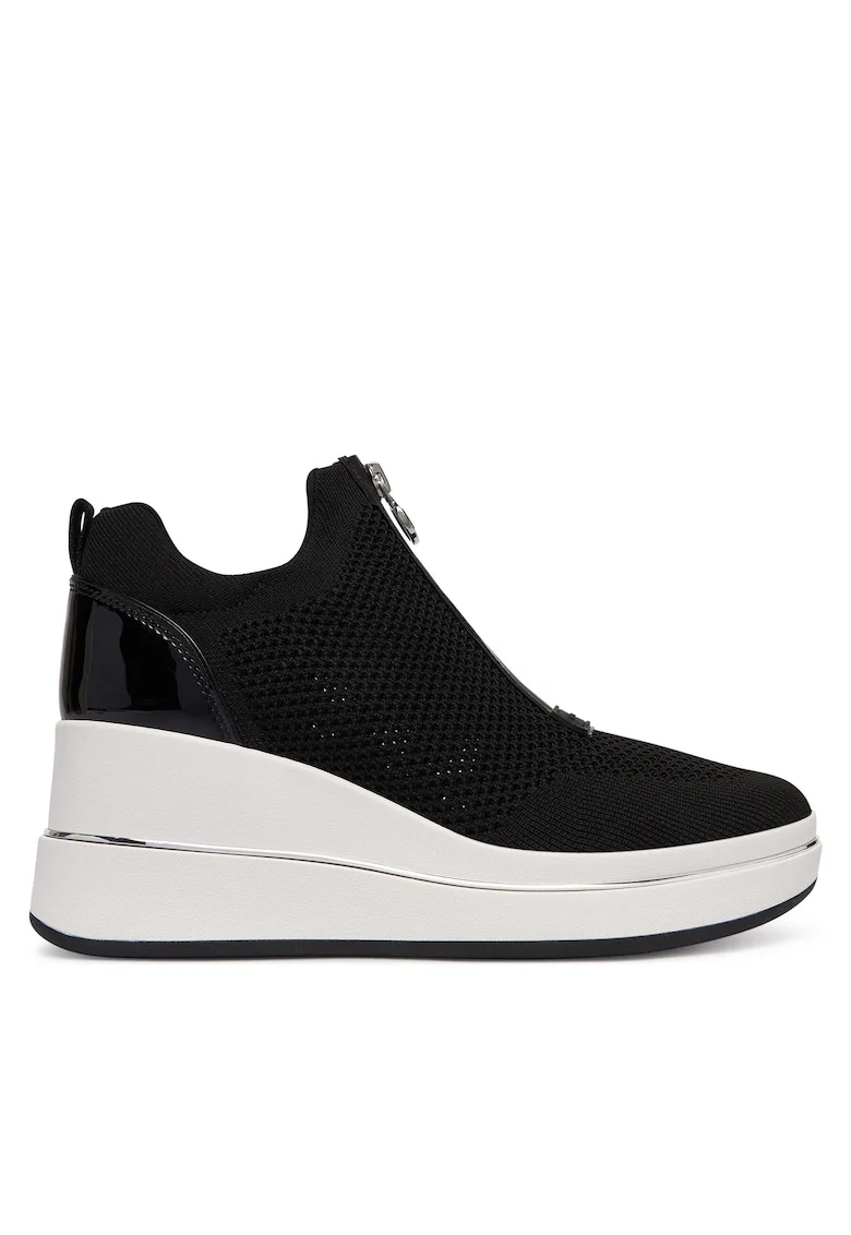 Tenisi dama,  negru, textil, cu fermoar