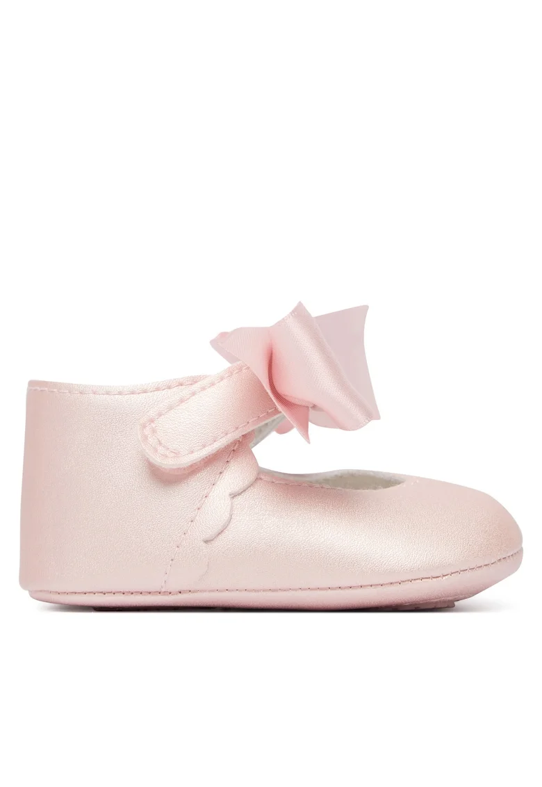 Balerini fete,  velcro, roz, piele ecologica