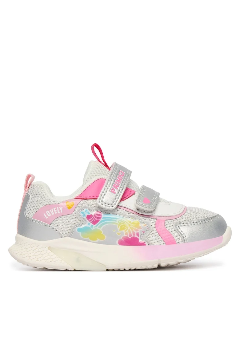 Pantofi copii,  adidasi fete, argintiu, velcro