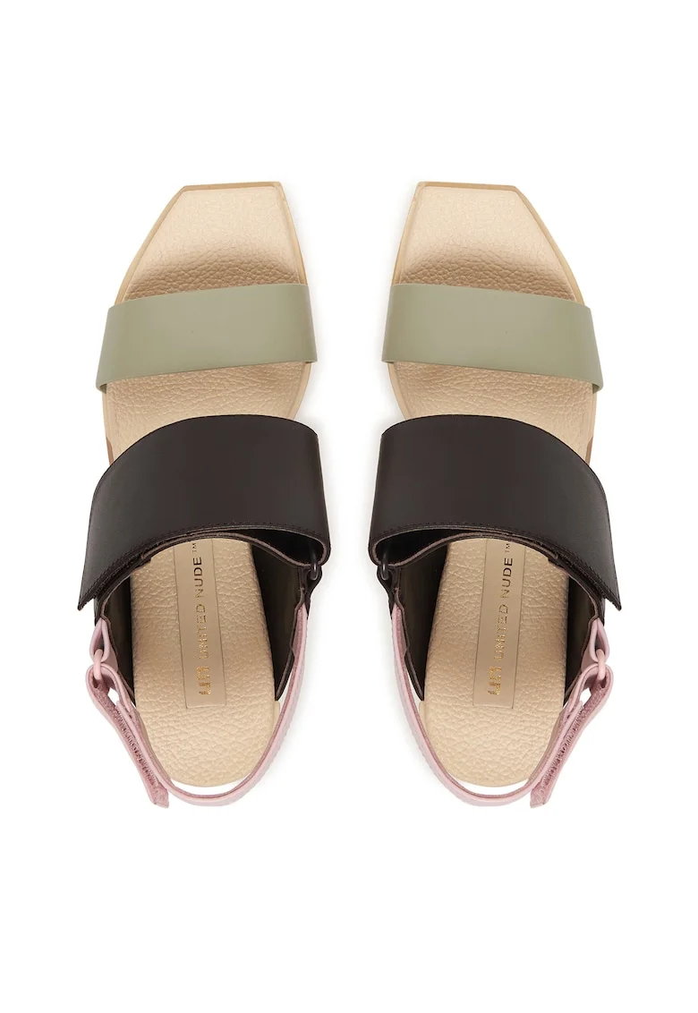 Sandale de femei,  piele naturala, multicolor, sistem inchidere Velcro