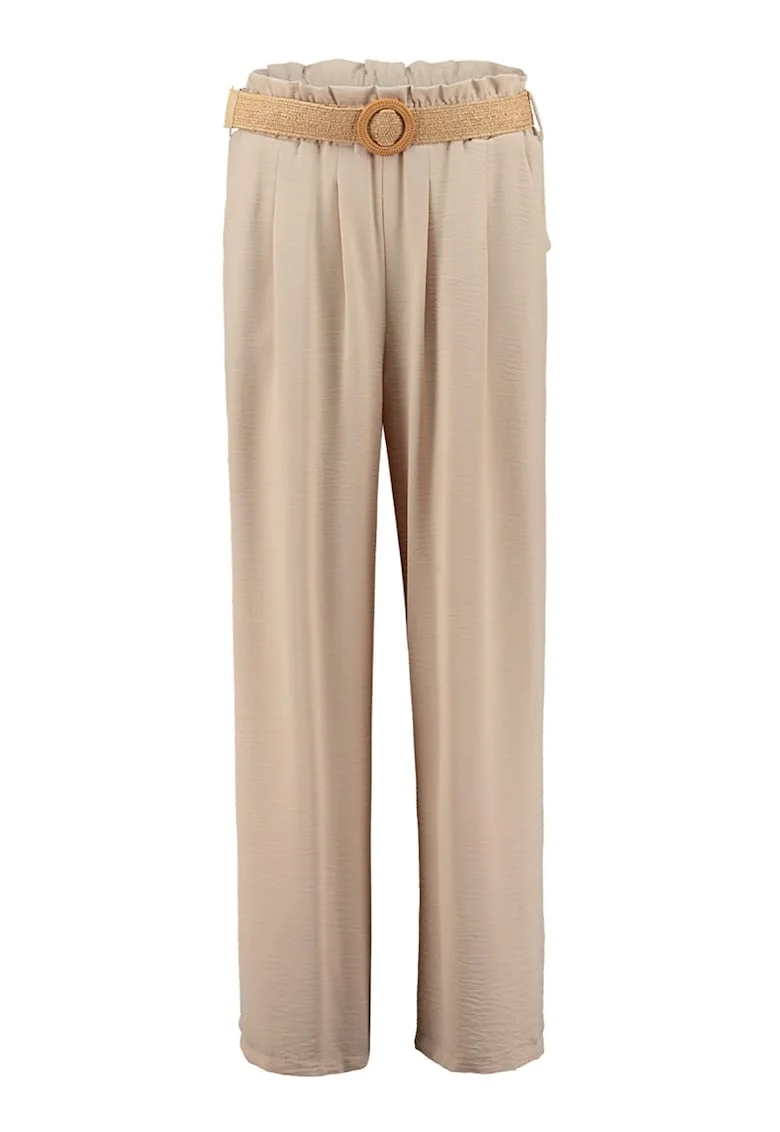 Pantaloni drepti cu curea, Bej