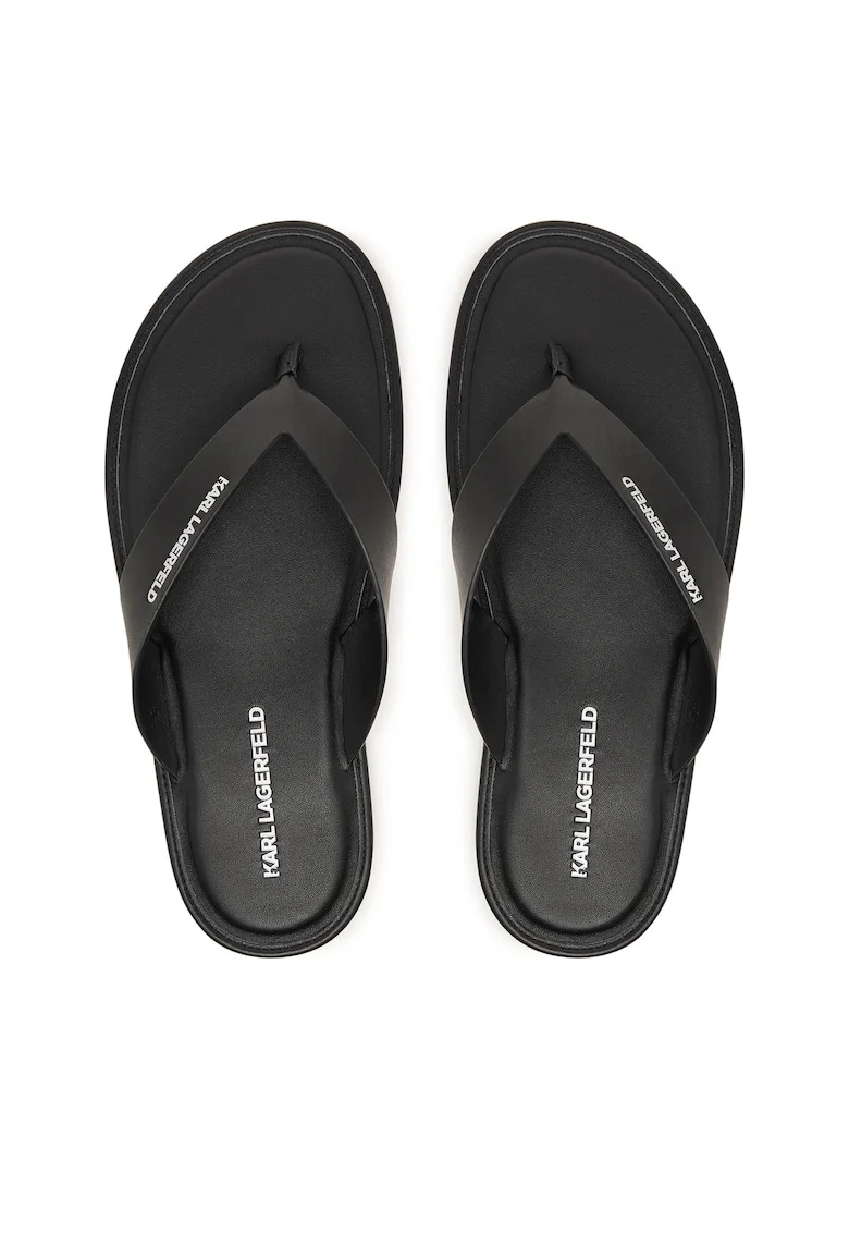 Slapi barbati,  piele naturala, negru