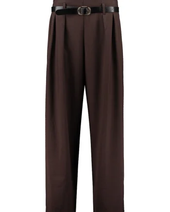 Pantaloni eleganti cu curea, Maro cognac