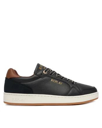 Tenisi barbati,  piele naturala, negru, textil
