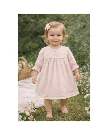 Rochie fetite roz eleganta cu dantela, rochie bebe fetite ocazie aniversare