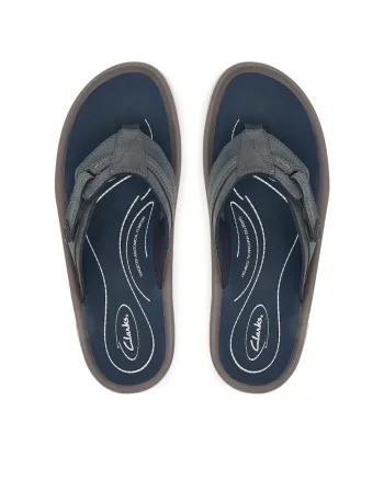Slapi barbati,  piele naturala, albastru