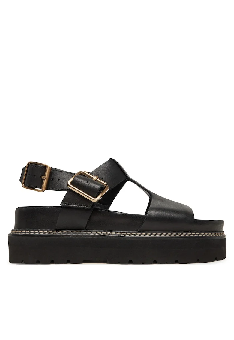 Sandale dama,  piele naturala, negru,