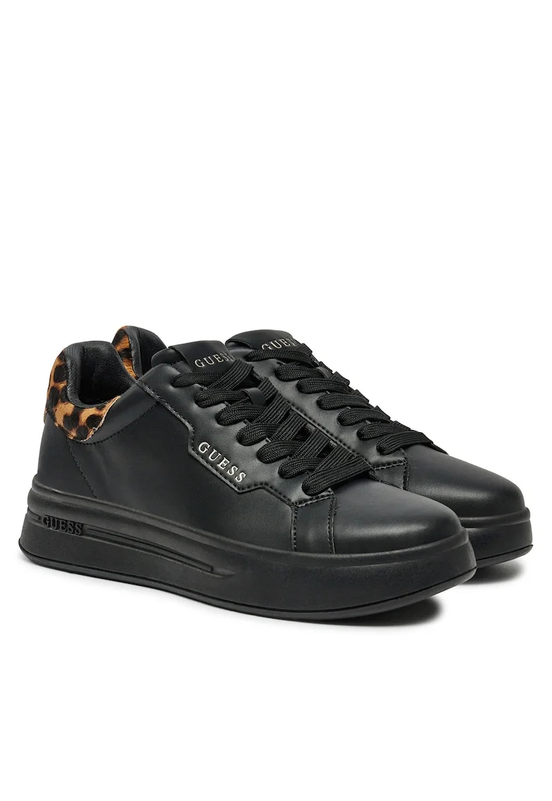 Tenisi dama,  piele ecologica, negru, varf rotund,