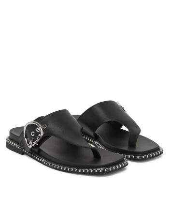 Slapi dama,  piele naturala, negru,