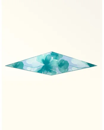 Esarfa din matase cu model floral Diamante, Verde/Albastru pastel