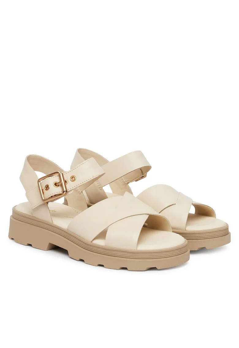 Sandale dama,  piele naturala, bej,