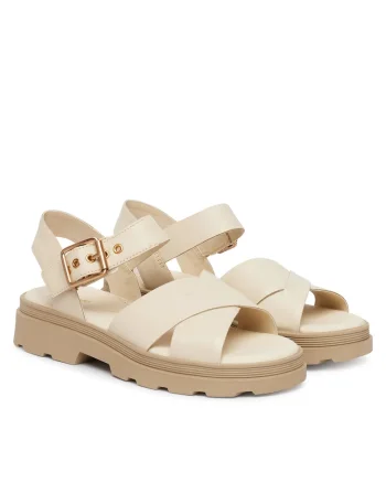 Sandale dama,  piele naturala, bej,