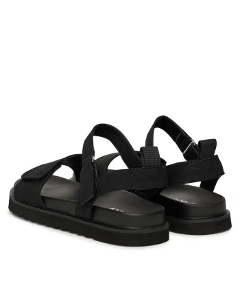 Sandale dama,  negru, material sintetic, inchidere cu scai,