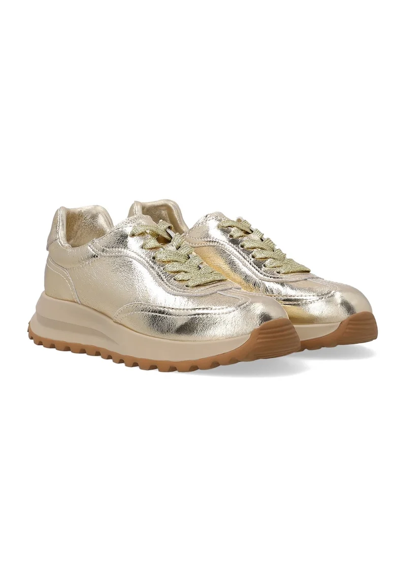 Pantofi sport din piele cu aspect metalizat,