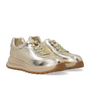 Pantofi sport din piele cu aspect metalizat,