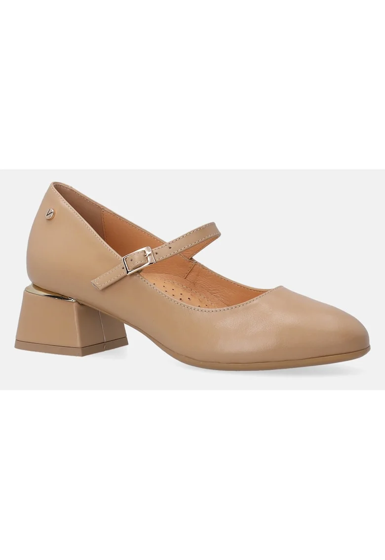 Pantofi de piele Mary Jane cu toc masiv