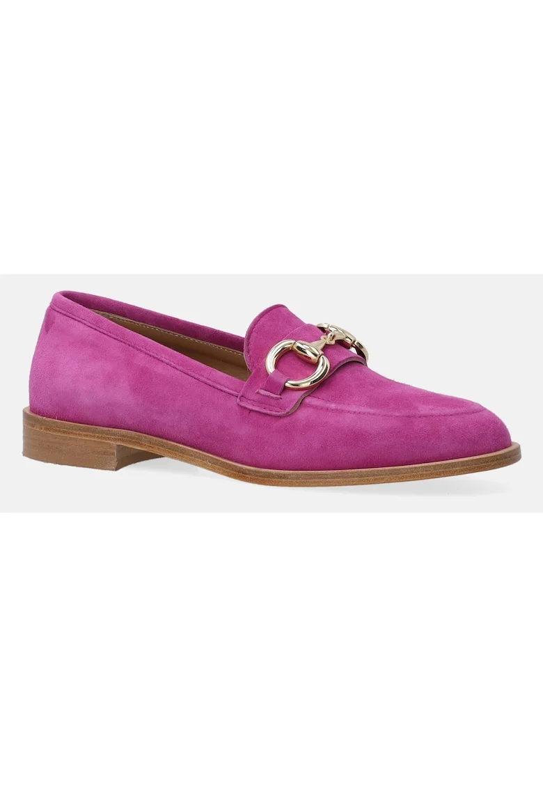 Pantofi loafer din piele intoarsa cu aplicatie metalica