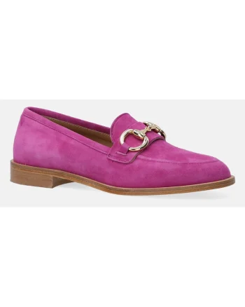 Pantofi loafer din piele intoarsa cu aplicatie metalica