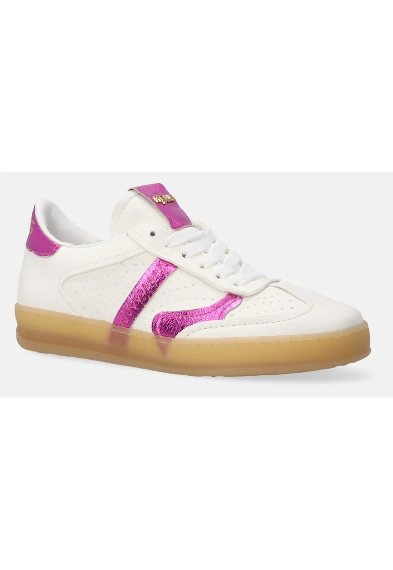 Pantofi sport din piele cu insertii contrastante si detalii perforate