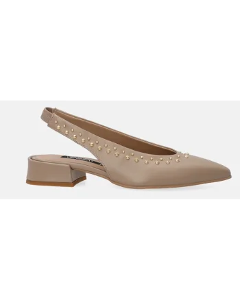 Pantofi slingback din piele cu toc mic