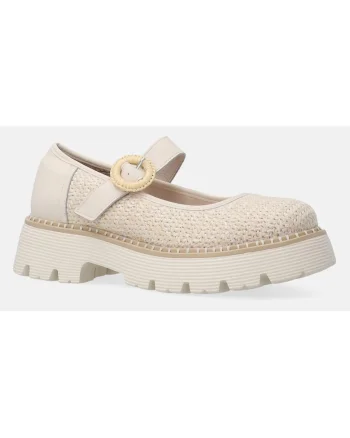 Pantofi Mary Jane din material textil cu talpa masiva