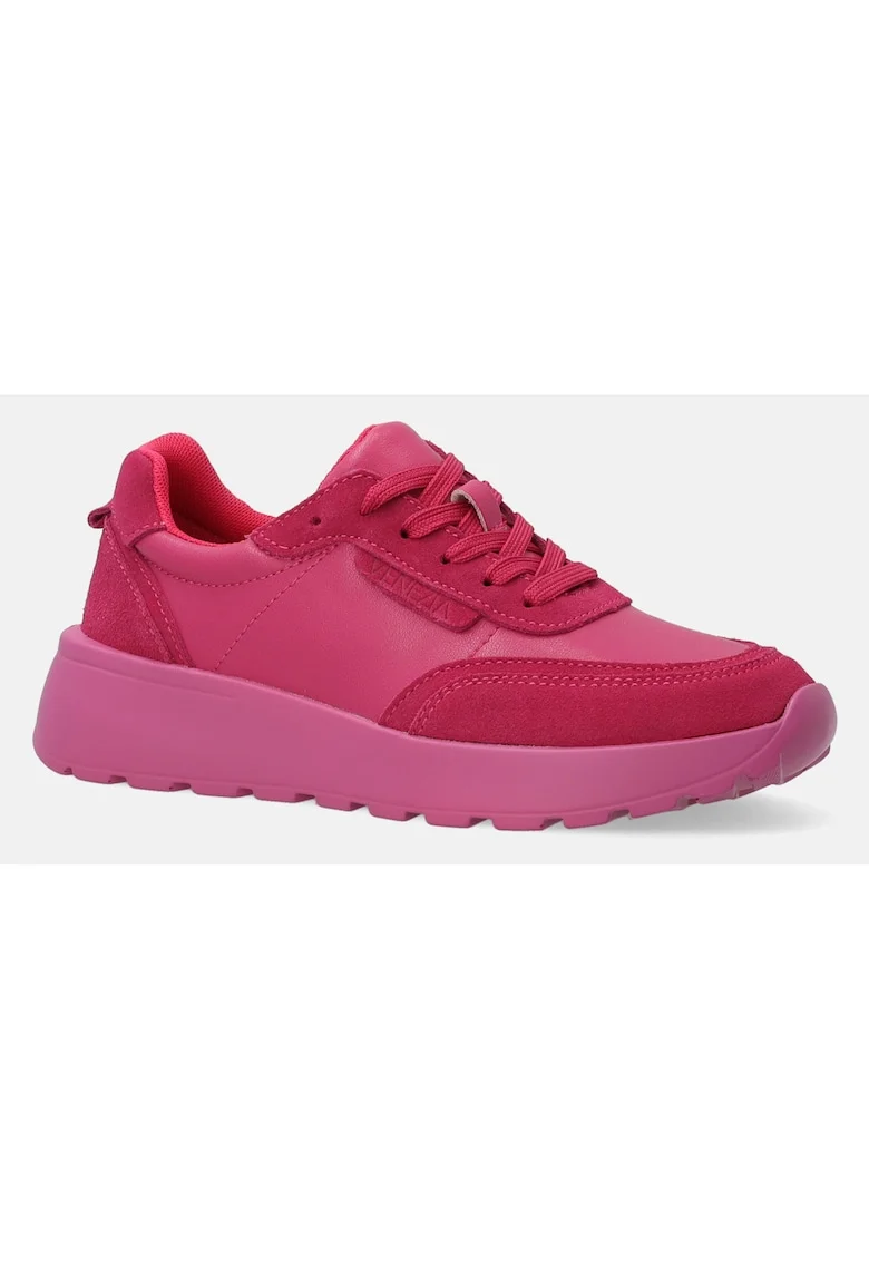 Pantofi sport din piele cu platforma si sireturi